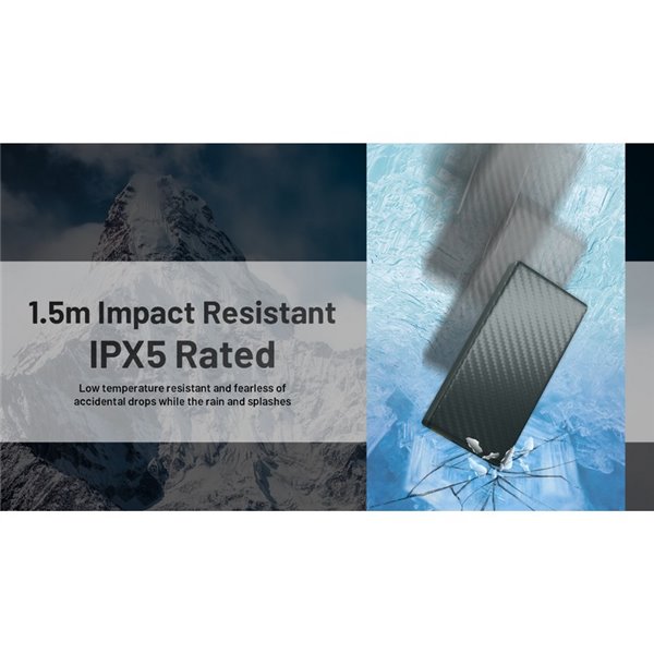 Batería Power Bank recargable 20.000 mAh (77 Wh) SUMMIT 20000 303g IPX5 fibra de carbono, salida 20W
