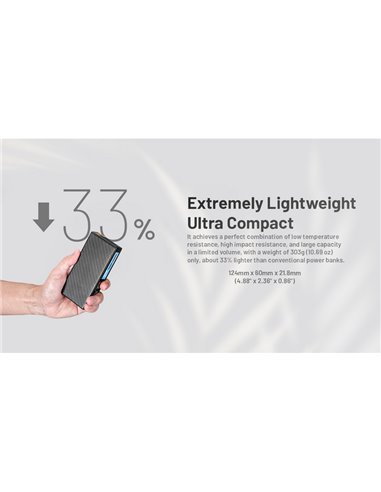 Batería Power Bank recargable 20.000 mAh (77 Wh) SUMMIT 20000 303g IPX5 fibra de carbono, salida 20W