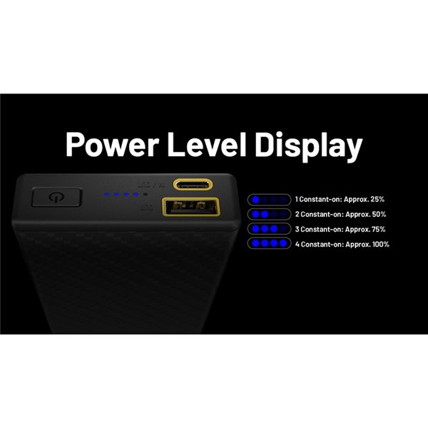 Bateria recarregável Power Bank 20.000 mAh (77 Wh) SUMMIT 20000 303g IPX5 fibra de carbono, saída de 20 W