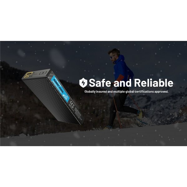 Batería Power Bank recargable 20.000 mAh (77 Wh) SUMMIT 20000 303g IPX5 fibra de carbono, salida 20W