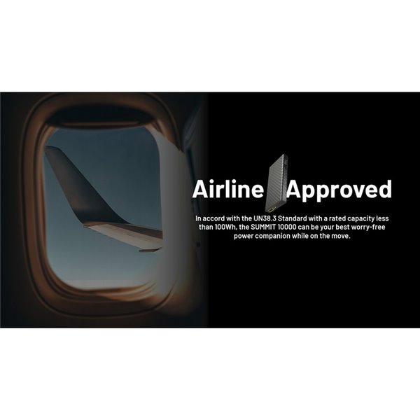 Batería Power Bank recargable 10.000 mAh fibra de carbono (38,5 Wh), salida 20W SUMMIT 10000 172g IPX5