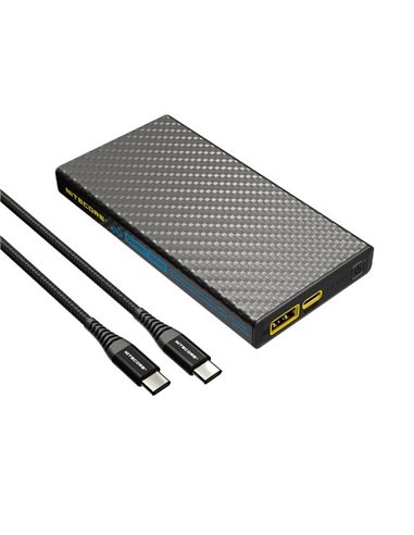 Power Bank recarregável 10.000 mAh fibra de carbono (38,5 Wh), saída de 20 W SUMMIT 10000 172 g IPX5