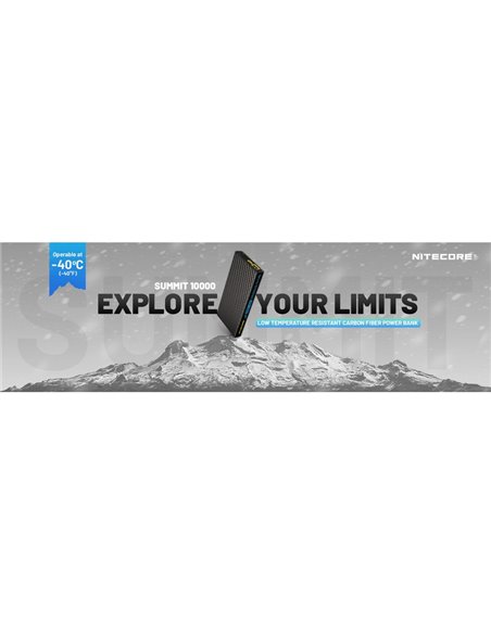 Batería Power Bank recargable 10.000 mAh fibra de carbono (38,5 Wh), salida 20W SUMMIT 10000 172g IPX5