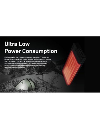 Batería Power Bank recargable 10.000 mAh fibra de carbono (38,5 Wh), salida 20W SUMMIT 10000 172g IPX5