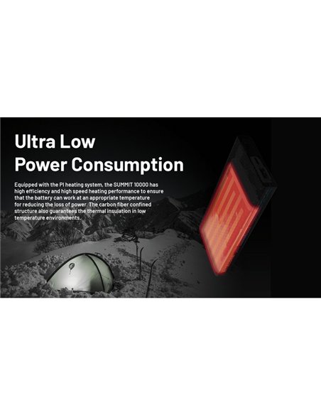 Batería Power Bank recargable 10.000 mAh fibra de carbono (38,5 Wh), salida 20W SUMMIT 10000 172g IPX5