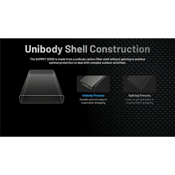 Batería Power Bank recargable 10.000 mAh fibra de carbono (38,5 Wh), salida 20W SUMMIT 10000 172g IPX5