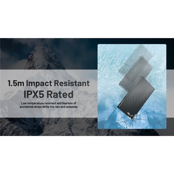Batería Power Bank recargable 10.000 mAh fibra de carbono (38,5 Wh), salida 20W SUMMIT 10000 172g IPX5