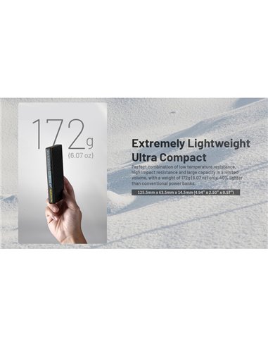 Batería Power Bank recargable 10.000 mAh fibra de carbono (38,5 Wh), salida 20W SUMMIT 10000 172g IPX5