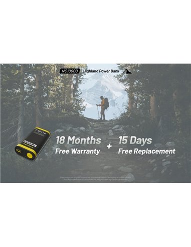 Batterie externe NC10000 Li-ion 10 000 mAh 3,6 V (36 Wh) rechargeable avec lampe de poche USB-C IPX5 50 Lm