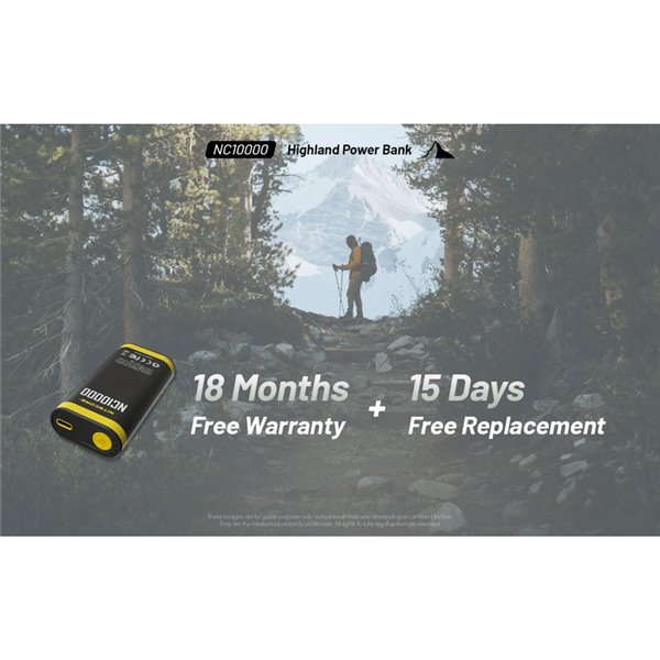 Batería recargable NC10000 Power Bank Li-ion 10,000 mAh 3.6 V (36 Wh) con linterna 50Lm USB-C IPX5