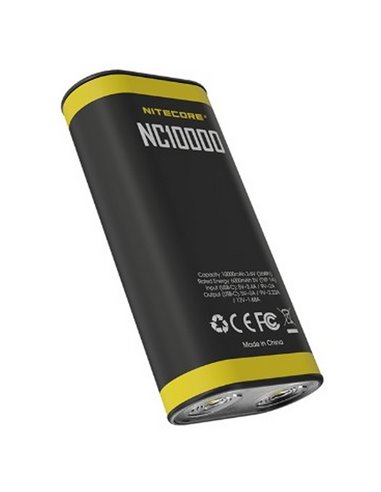 Batería recargable NC10000 Power Bank Li-ion 10,000 mAh 3.6 V (36 Wh) con linterna 50Lm USB-C IPX5
