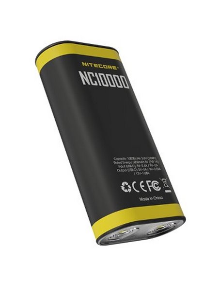 Batterie externe NC10000 Li-ion 10 000 mAh 3,6 V (36 Wh) rechargeable avec lampe de poche USB-C IPX5 50 Lm