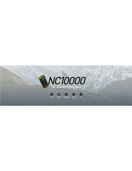 Batería recargable NC10000 Power Bank Li-ion 10,000 mAh 3.6 V (36 Wh) con linterna 50Lm USB-C IPX5