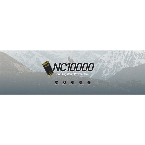 Batería recargable NC10000 Power Bank Li-ion 10,000 mAh 3.6 V (36 Wh) con linterna 50Lm USB-C IPX5
