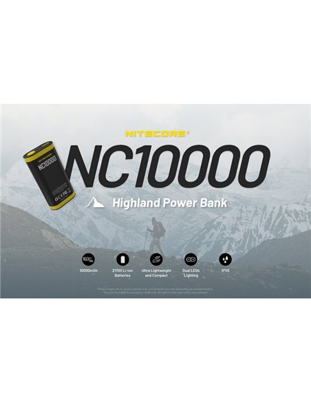 Batería recargable NC10000 Power Bank Li-ion 10,000 mAh 3.6 V (36 Wh) con linterna 50Lm USB-C IPX5