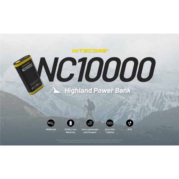 Batería recargable NC10000 Power Bank Li-ion 10,000 mAh 3.6 V (36 Wh) con linterna 50Lm USB-C IPX5