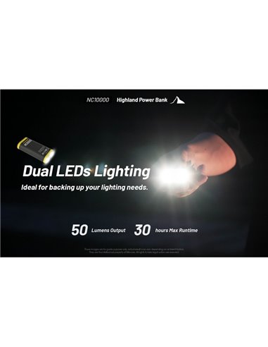 NC10000 Power Bank Li-ion 10.000 mAh 3,6 V (36 Wh) bateria recarregável com lanterna USB-C IPX5 de 50 Lm