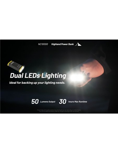 Batería recargable NC10000 Power Bank Li-ion 10,000 mAh 3.6 V (36 Wh) con linterna 50Lm USB-C IPX5