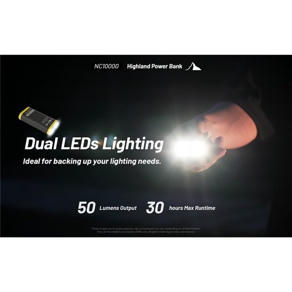 Batería recargable NC10000 Power Bank Li-ion 10,000 mAh 3.6 V (36 Wh) con linterna 50Lm USB-C IPX5