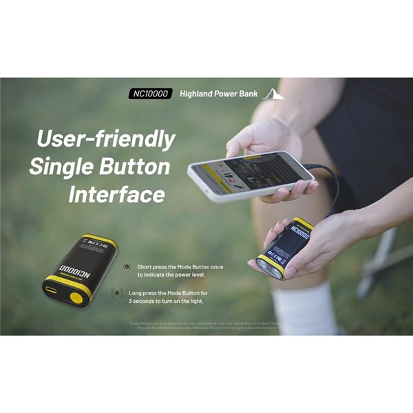 Batería recargable NC10000 Power Bank Li-ion 10,000 mAh 3.6 V (36 Wh) con linterna 50Lm USB-C IPX5