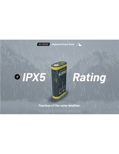 Batería recargable NC10000 Power Bank Li-ion 10,000 mAh 3.6 V (36 Wh) con linterna 50Lm USB-C IPX5