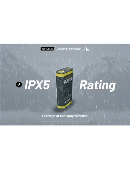 Batería recargable NC10000 Power Bank Li-ion 10,000 mAh 3.6 V (36 Wh) con linterna 50Lm USB-C IPX5