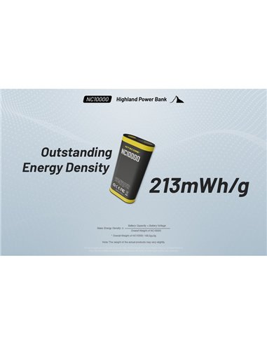 Batterie externe NC10000 Li-ion 10 000 mAh 3,6 V (36 Wh) rechargeable avec lampe de poche USB-C IPX5 50 Lm