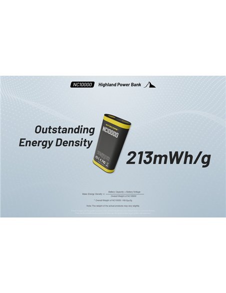 Batterie externe NC10000 Li-ion 10 000 mAh 3,6 V (36 Wh) rechargeable avec lampe de poche USB-C IPX5 50 Lm