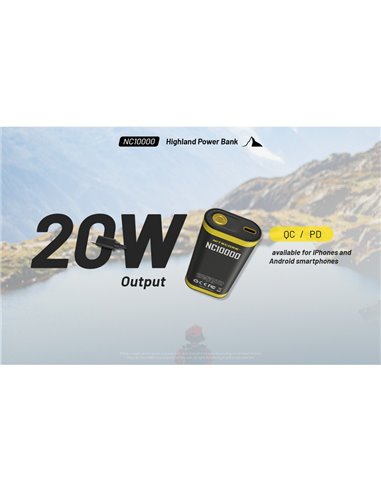 NC10000 Power Bank Li-ion 10.000 mAh 3,6 V (36 Wh) bateria recarregável com lanterna USB-C IPX5 de 50 Lm