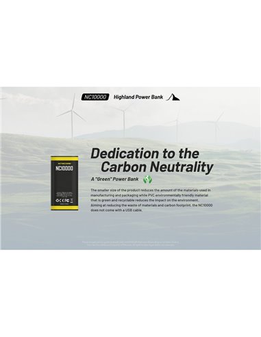 Batería recargable NC10000 Power Bank Li-ion 10,000 mAh 3.6 V (36 Wh) con linterna 50Lm USB-C IPX5