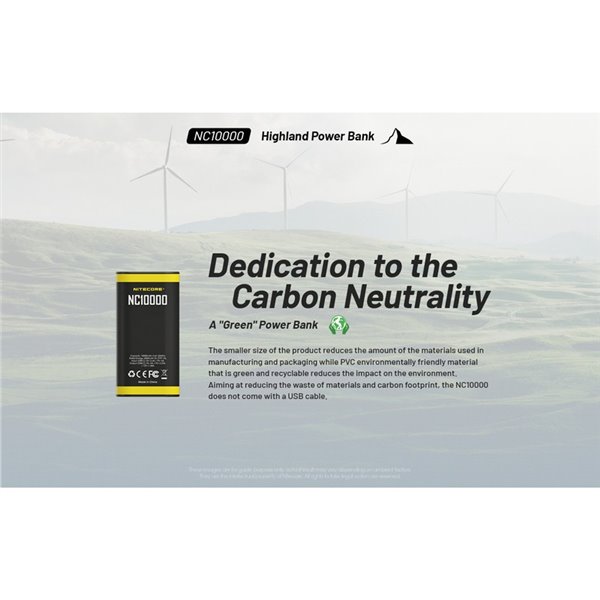 Batería recargable NC10000 Power Bank Li-ion 10,000 mAh 3.6 V (36 Wh) con linterna 50Lm USB-C IPX5