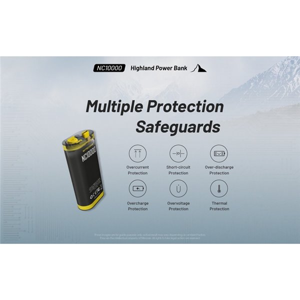 Batería recargable NC10000 Power Bank Li-ion 10,000 mAh 3.6 V (36 Wh) con linterna 50Lm USB-C IPX5