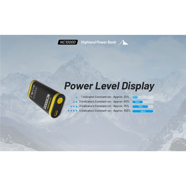 Batería recargable NC10000 Power Bank Li-ion 10,000 mAh 3.6 V (36 Wh) con linterna 50Lm USB-C IPX5