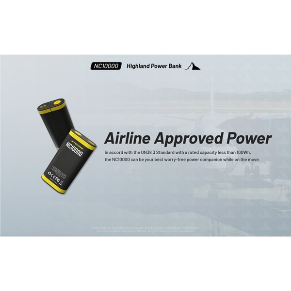 Batería recargable NC10000 Power Bank Li-ion 10,000 mAh 3.6 V (36 Wh) con linterna 50Lm USB-C IPX5