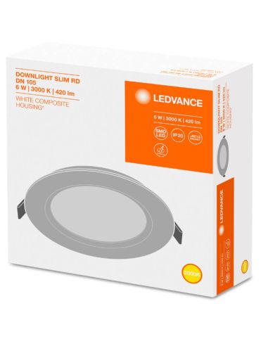 Caixa de Downlight LED Slim Embutida 3cm DL DN105 6W Redonda 3000K 4000K 6500K