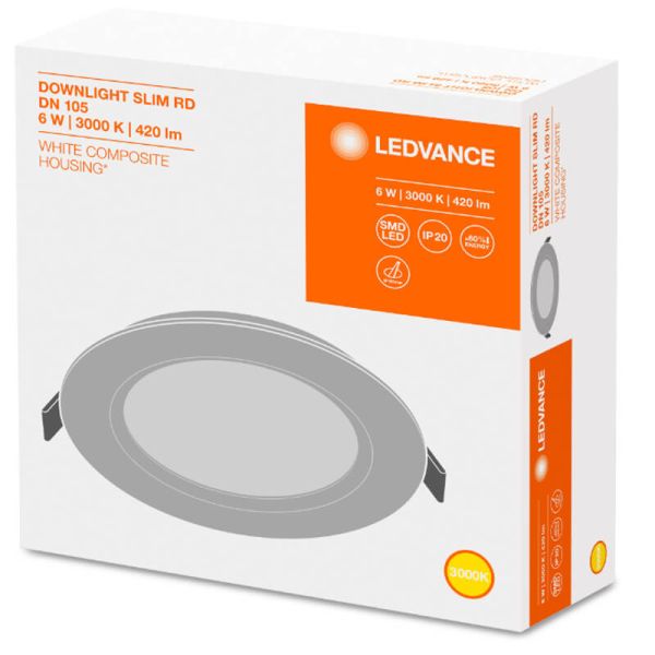 Caja Downlight LED Slim Empotrable 3Cm DL DN105 6W Redondo 3000K 4000K 6500K