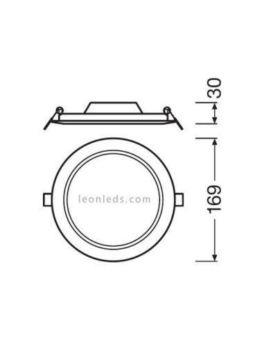 Medidas Downlight LED Slim Empotrável DL DN155 12W Ø155mm Branco – 3000K 4000K 6500K