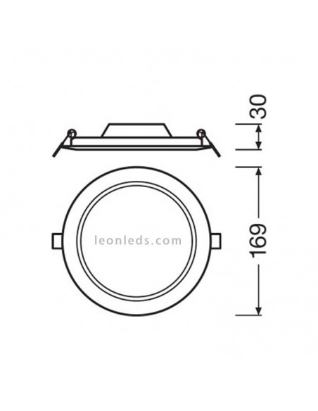 Medidas Downlight LED Slim Empotrable DL DN155 12W Ø155mm Blanco – 3000K 4000K 6500K