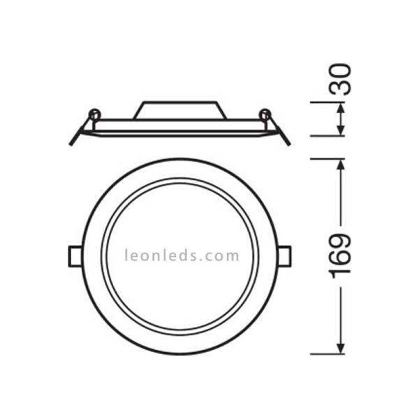 Medidas Downlight LED Slim Empotrable DL DN155 12W Ø155mm Blanco – 3000K 4000K 6500K