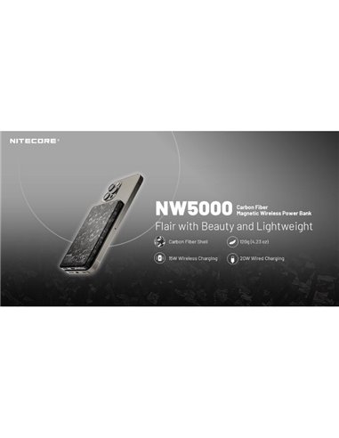 Batería recargable NW5000 magnética y ultrafina, Power-Bank 5000 mAh 3,85 V (19,25 Wh)