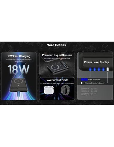 Batería recargable NW5000 magnética y ultrafina, Power-Bank 5000 mAh 3,85 V (19,25 Wh)