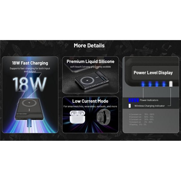 Batería recargable NW5000 magnética y ultrafina, Power-Bank 5000 mAh 3,85 V (19,25 Wh)