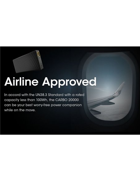 Batería recargable CARBO 20000 Power-Bank 20,000 mAh (77 Wh) 295g potencia salida 20W USB-C