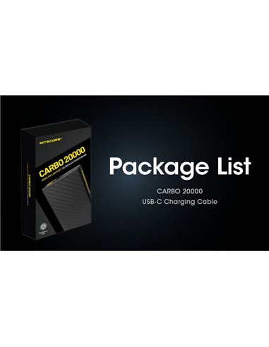 Bateria recarregável CARBO 20000 Power-Bank de 20.000 mAh (77 Wh), 295 g, saída USB-C de 20 W