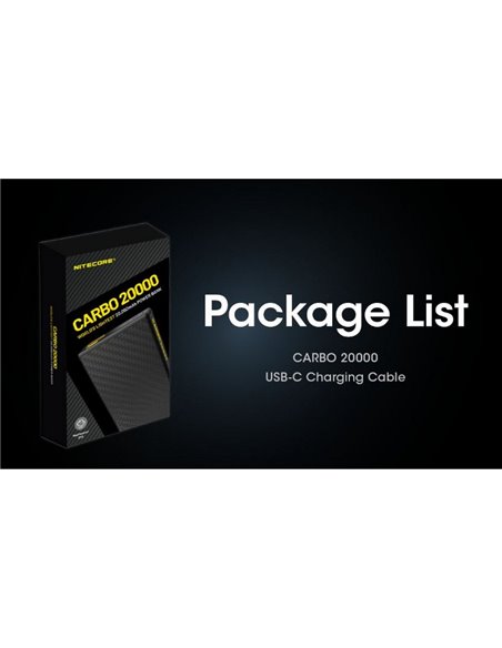 Batería recargable CARBO 20000 Power-Bank 20,000 mAh (77 Wh) 295g potencia salida 20W USB-C