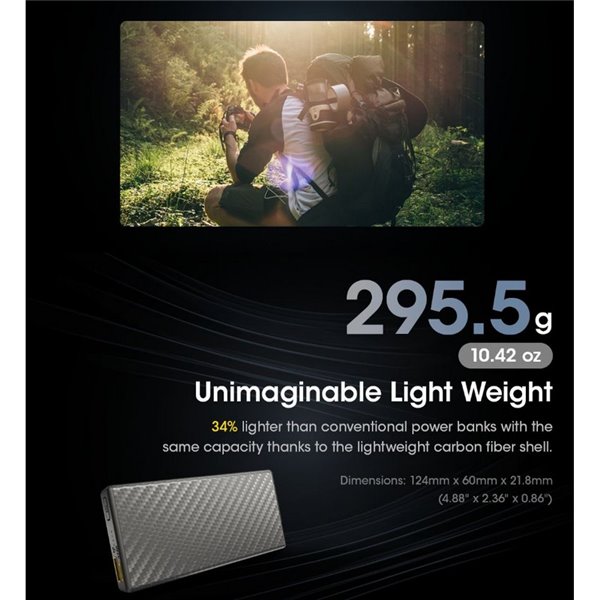 Batería recargable CARBO 20000 Power-Bank 20,000 mAh (77 Wh) 295g potencia salida 20W USB-C