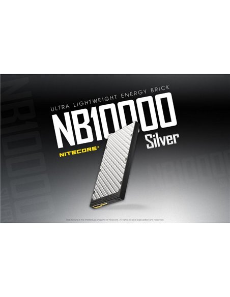 Bateria Power Bank ultra leve e recarregável USB-C NB10000 Silver 10.000 mAh 3,85 V (38,5 Wh) 20 W Saída IPX5