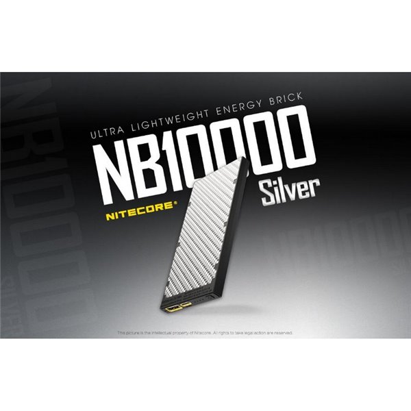 Batería Power Bank ultra ligera y recargable USB-C NB10000 Silver 10,000 mAh 3.85 V (38.5 Wh) 20W Output IPX5