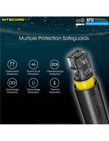 Batería recargable NPB1 5000 mAh 3,64 V (18,2Wh) Micro-USB-C y A sumergible y temperaturas extremas IP68