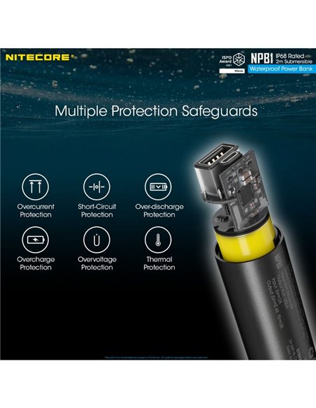 Batería recargable NPB1 5000 mAh 3,64 V (18,2Wh) Micro-USB-C y A sumergible y temperaturas extremas IP68